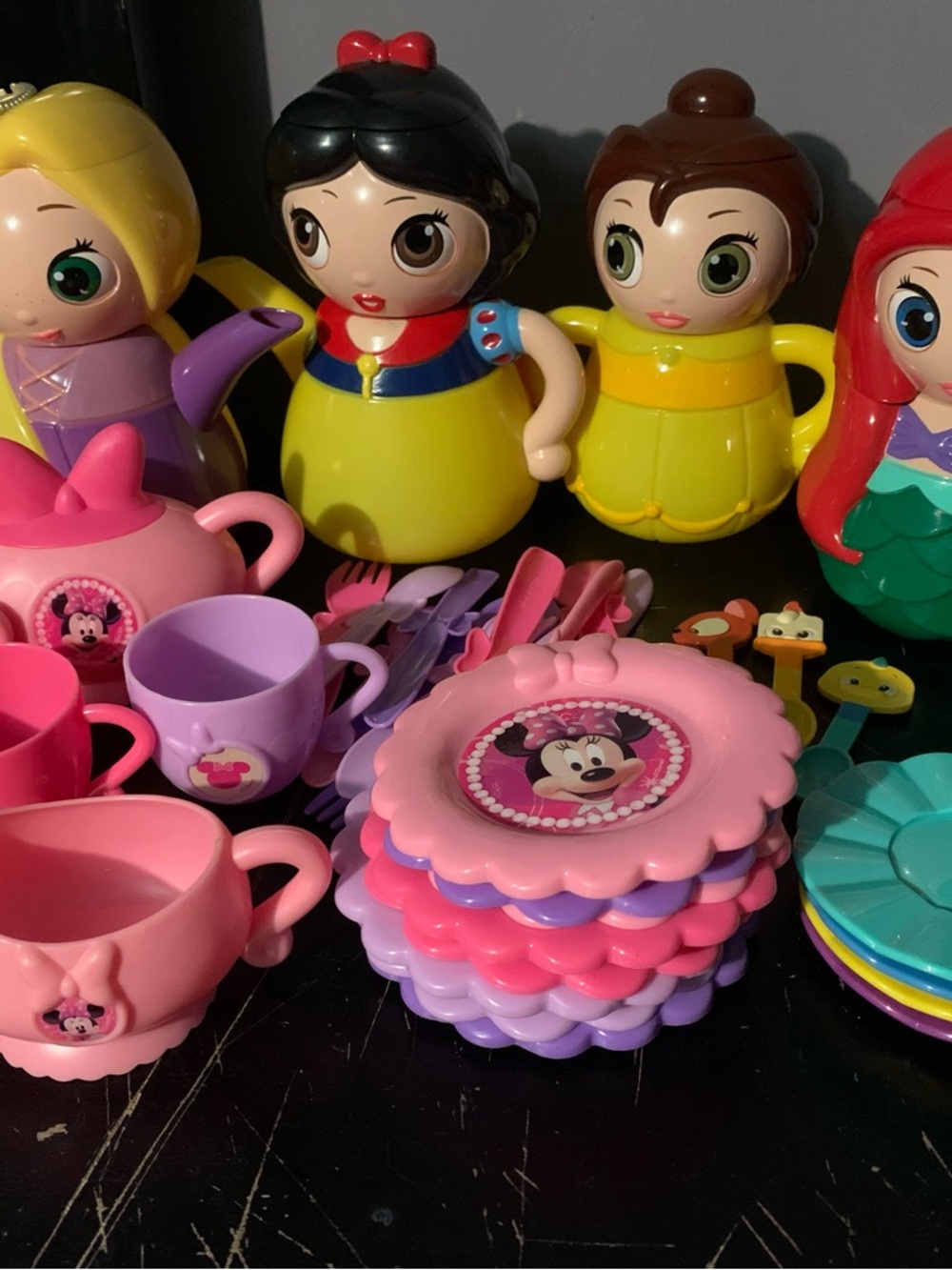 Disney Princess Children's Q-Tea Teapot Tea Set Rapunzel Ariel Belle